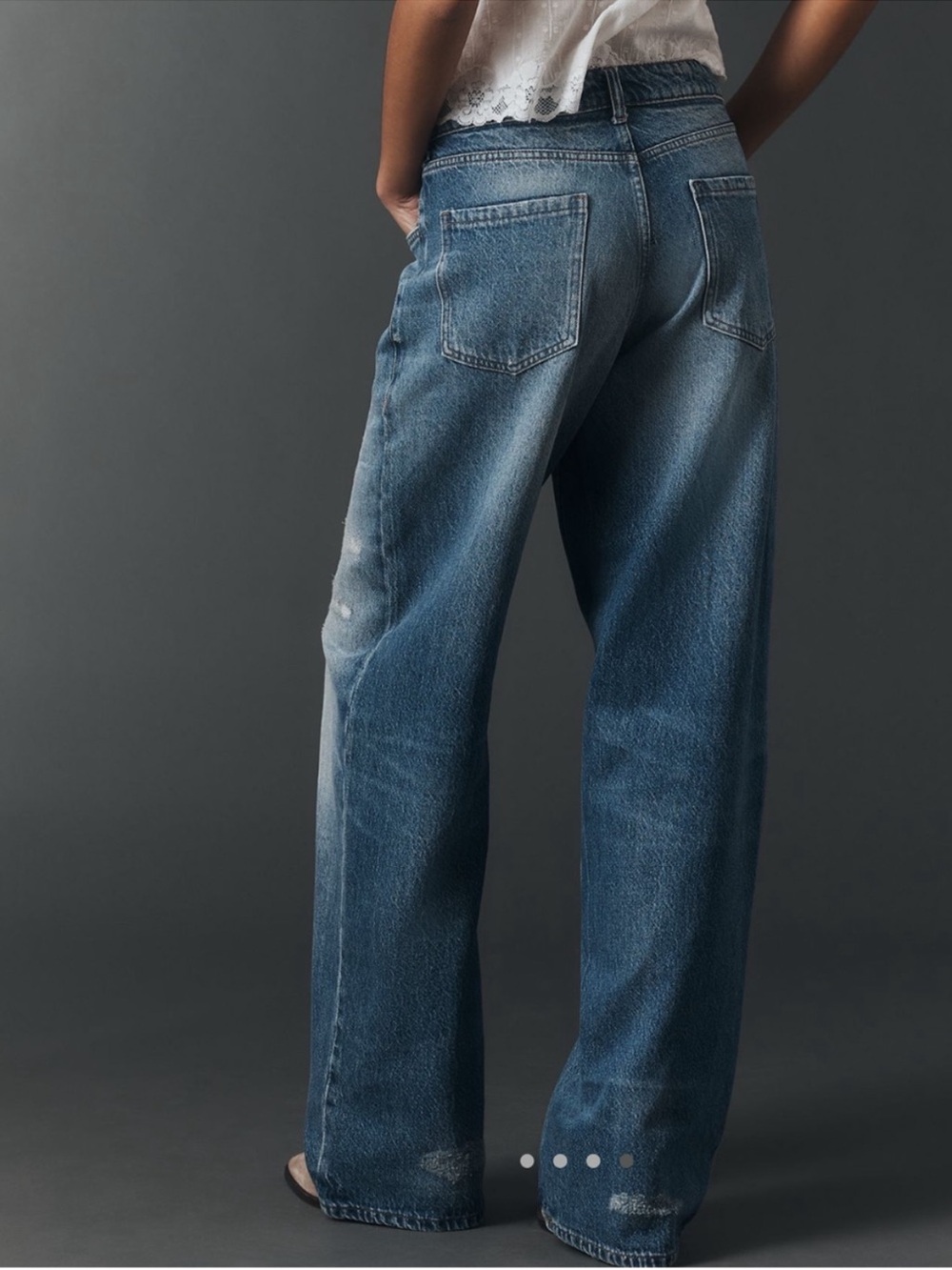 Pilcro Sloane Low Rise Distressed Slouchy Jeans Cuffed Hem - Picture 3 of 9